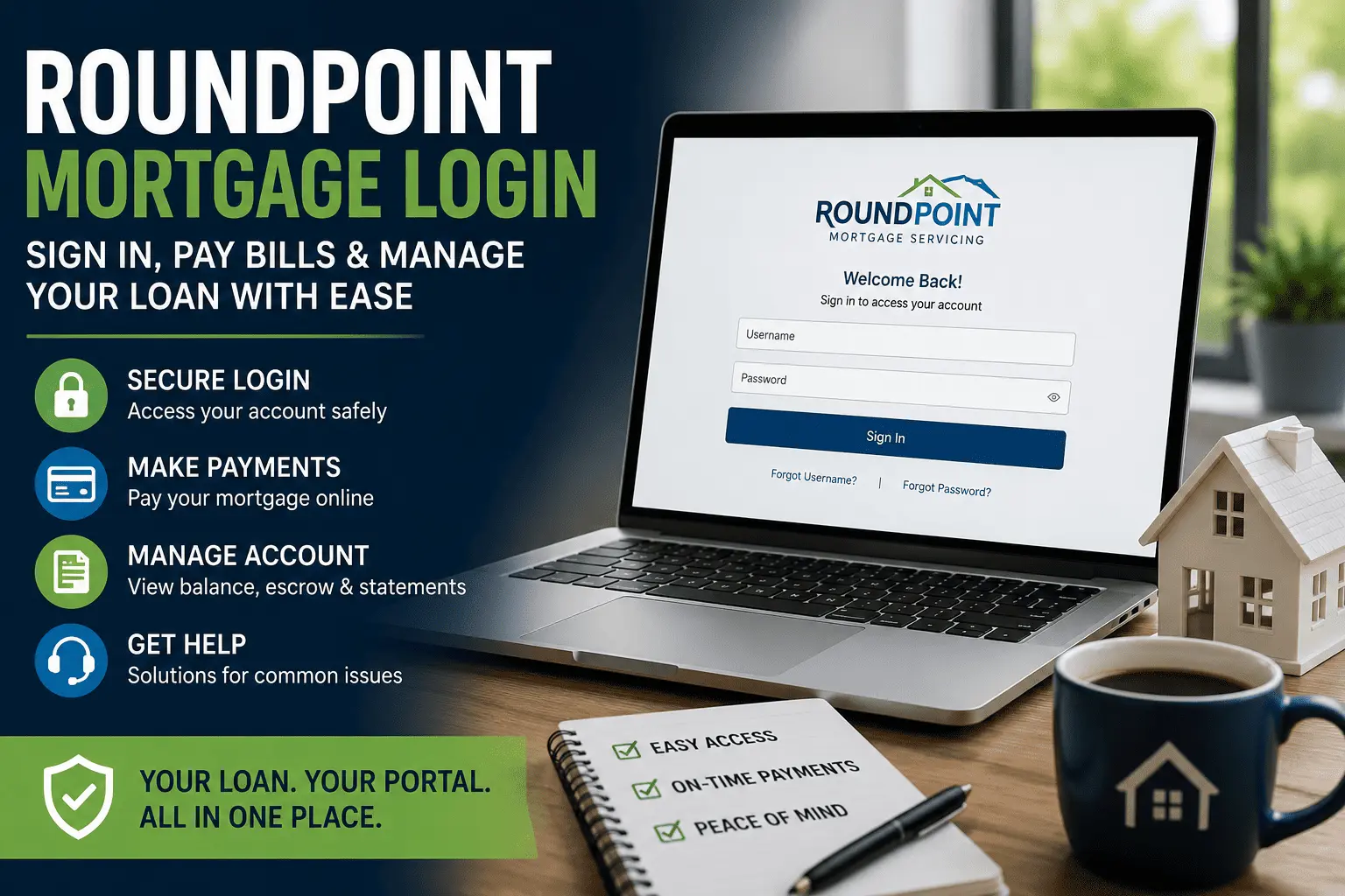RoundPoint Mortgage Login dashboard for secure account access, payments, and loan management