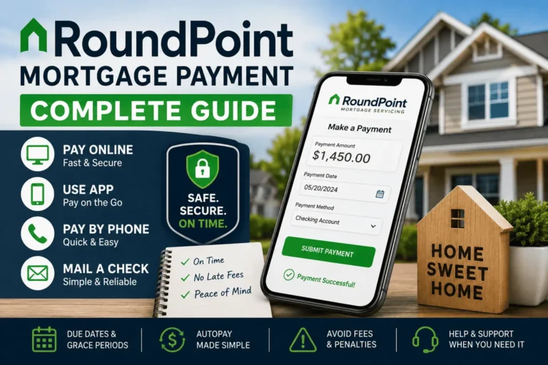 RoundPoint mortgage payment guide showing online payment portal, autopay setup, due dates, and secure home loan payment options