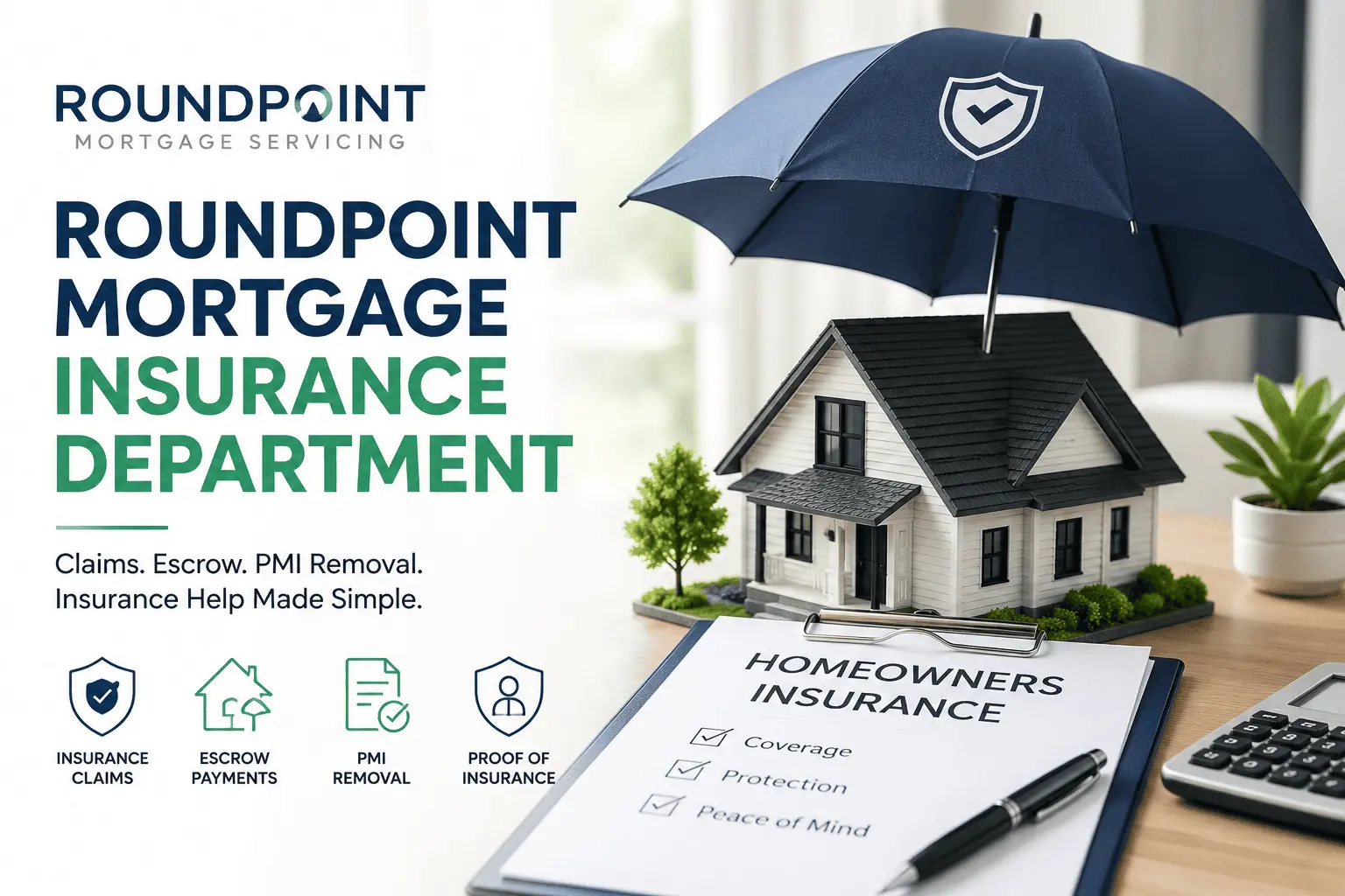 RoundPoint Mortgage Insurance Department guide with homeowners insurance, escrow, claims, and PMI support.