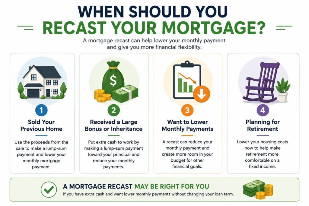 When to recast your mortgage with common situations that make mortgage recasting a smart financial decision
