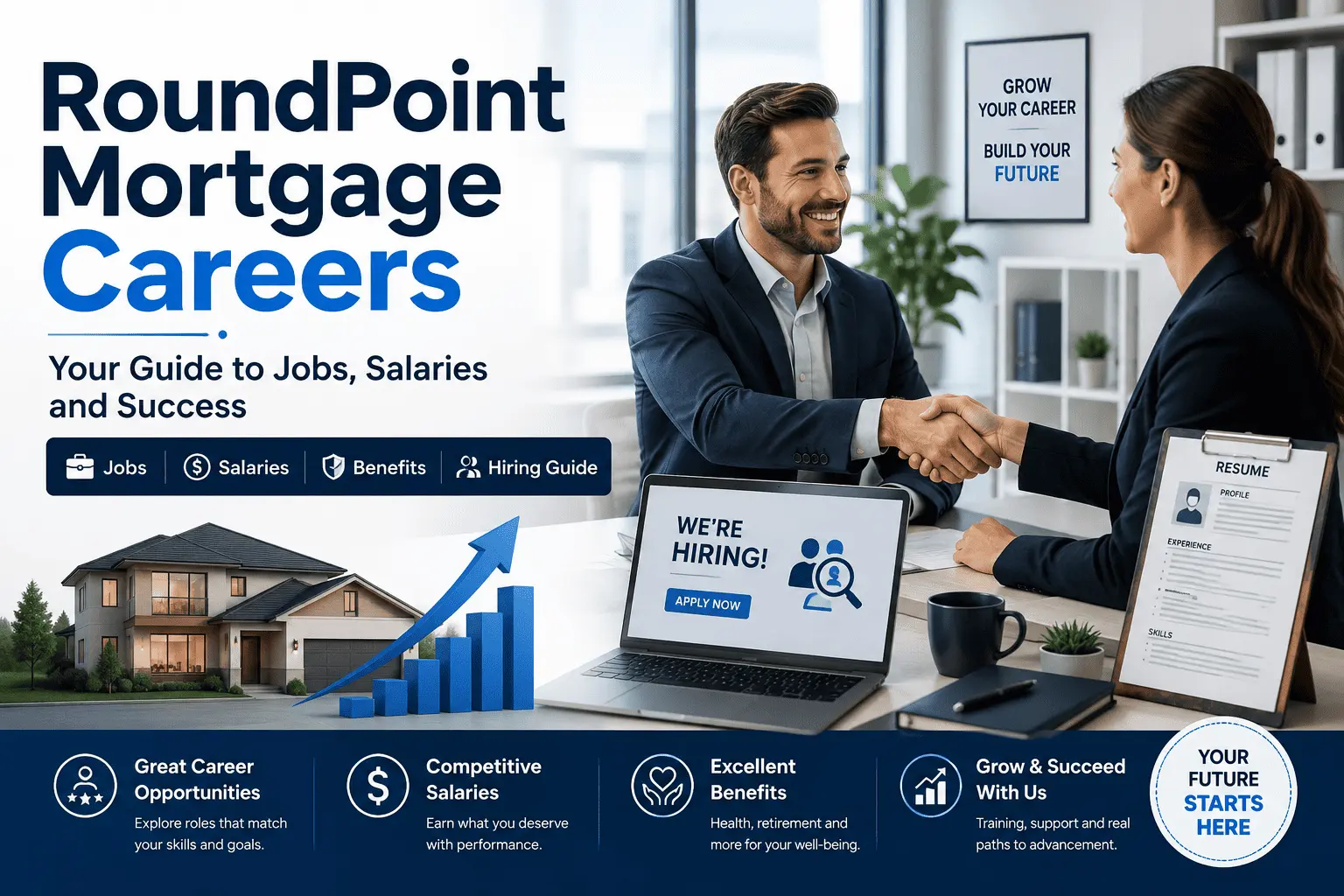 RoundPoint Mortgage Careers guide featuring jobs, salaries, benefits, hiring tips, and career growth opportunities